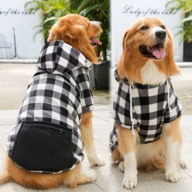 Plaid Dog Hoodie Pet Clothes Sweaters with Hat and Pocket Christmas Classic Plaid Small Medium Dogs Dog Costumes (colour: Zipper pocket coat black and white)